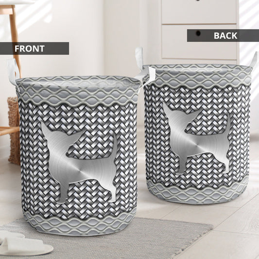 Chihuahua silver wicker - Laundry basket-Owls Matrix