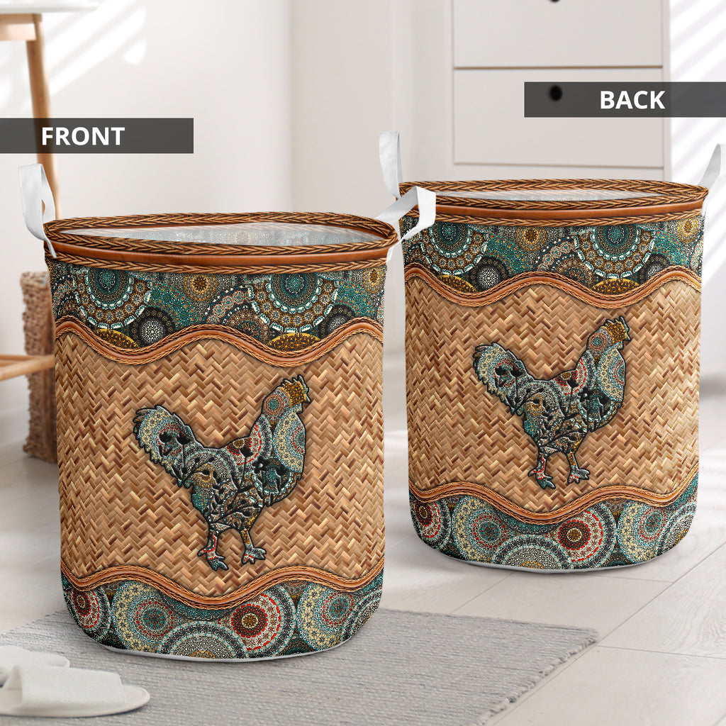 Chicken wicker mandala - Laundry basket-Owls Matrix