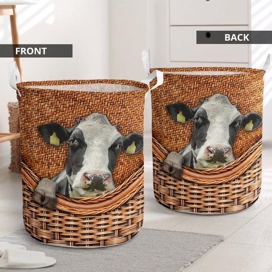 Cute cow brown rattan - Laundry basket-Owls Matrix