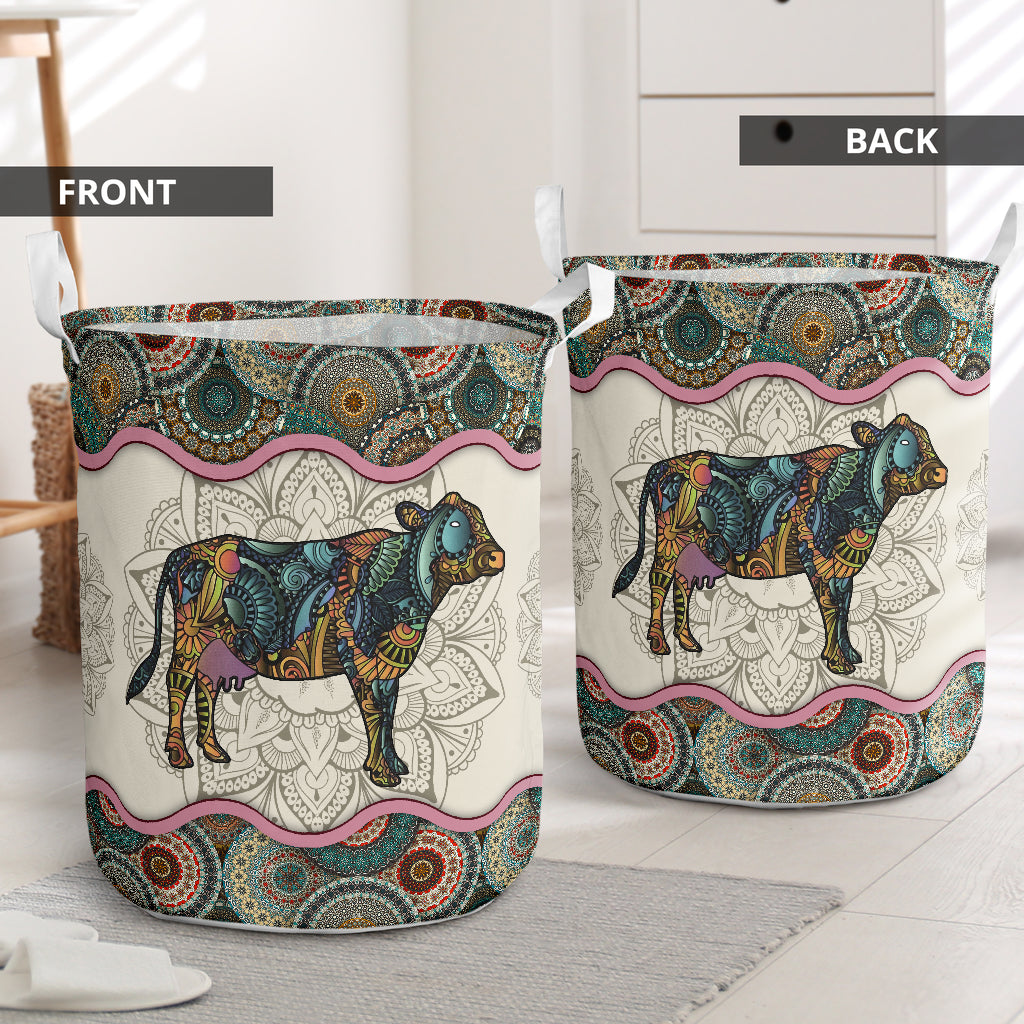 Cow mandala - Laundry basket-Owls Matrix