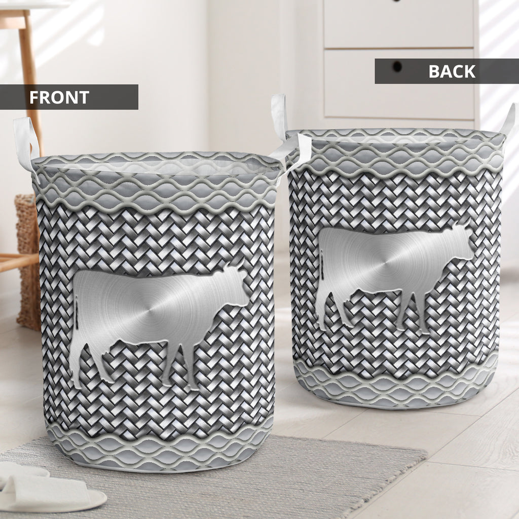 Cow silver wicker - Laundry basket-Owls Matrix