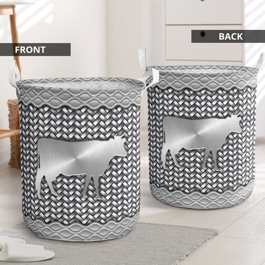 Cow silver wicker - Laundry basket-Owls Matrix