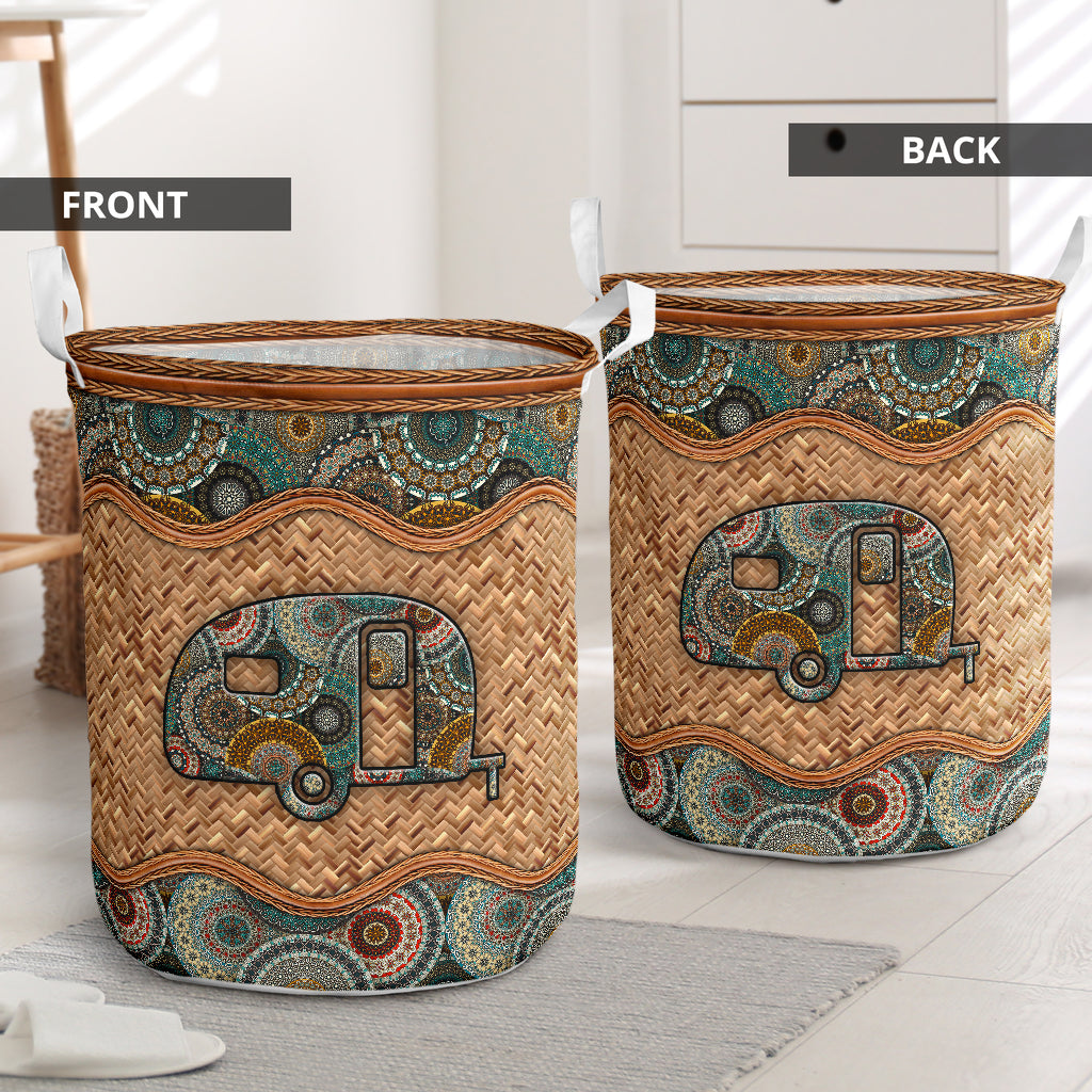 Camping van wicker mandala - Laundry basket - Owls Matrix LTD