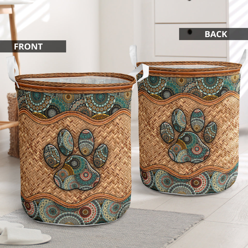 A dog wicker mandala - Laundry basket-Owls Matrix