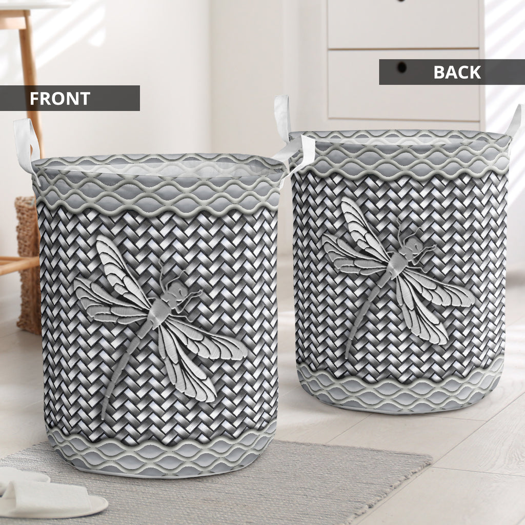Dragonfly silver wicker - Laundry basket-Owls Matrix