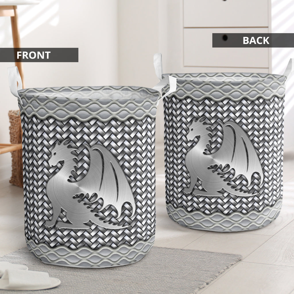 Dragon silver wicker - Laundry basket-Owls Matrix