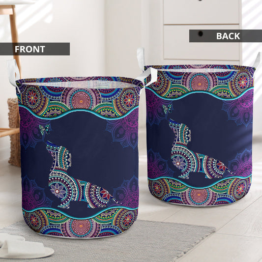 Dachshund dot mandala - Laundry basket-Owls Matrix