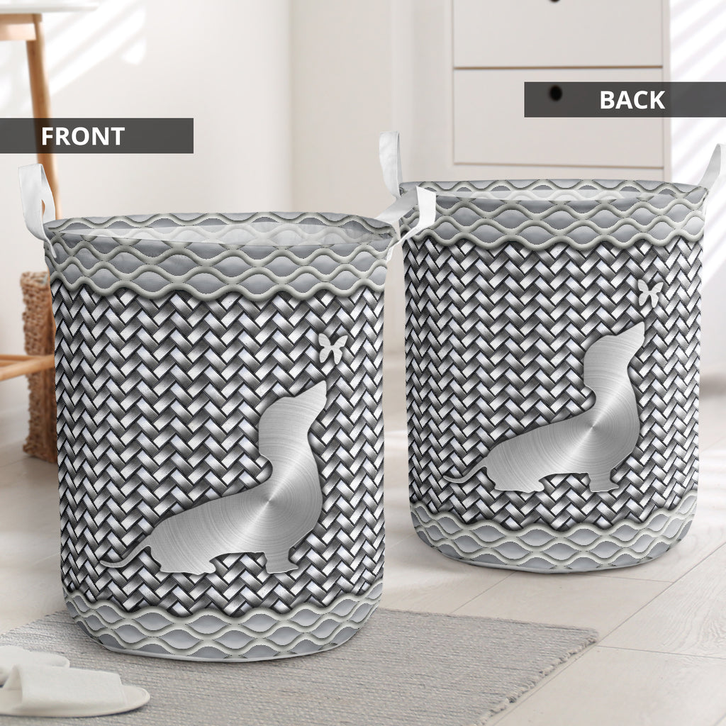Cute dachshund silver wicker - Laundry basket-Owls Matrix