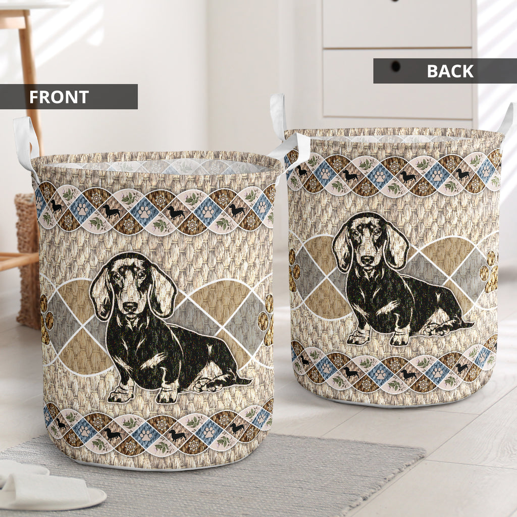 Cute dachshund waved - Laundry basket-Owls Matrix