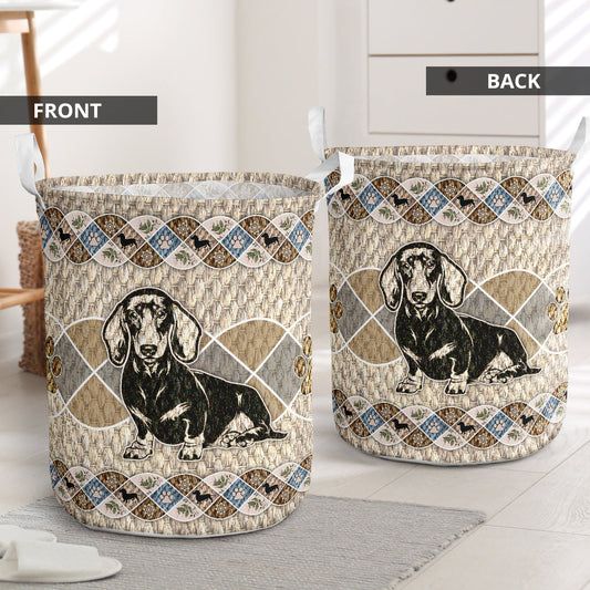 Cute dachshund waved - Laundry basket-Owls Matrix