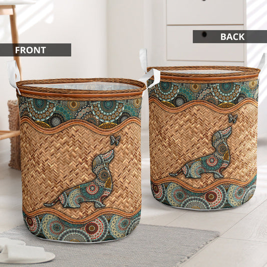 A dachshund wicker mandala - Laundry basket-Owls Matrix