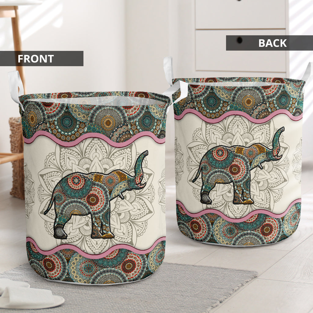 Cute elephant mandala - Laundry basket-Owls Matrix