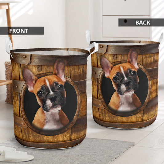French bulldog hole1 - Laundry basket-Owls Matrix