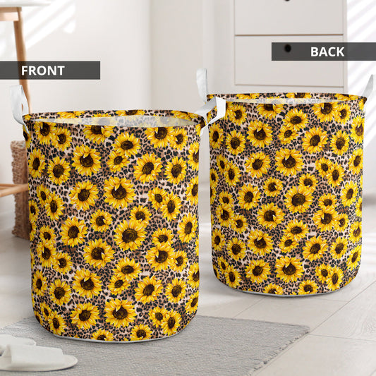 Hippie leopard sunflower - Laundry basket-Owls Matrix
