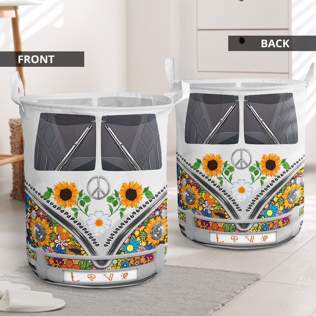 Hippie van sunflower - Laundry basket - LAUB01NGA070322-Owls Matrix