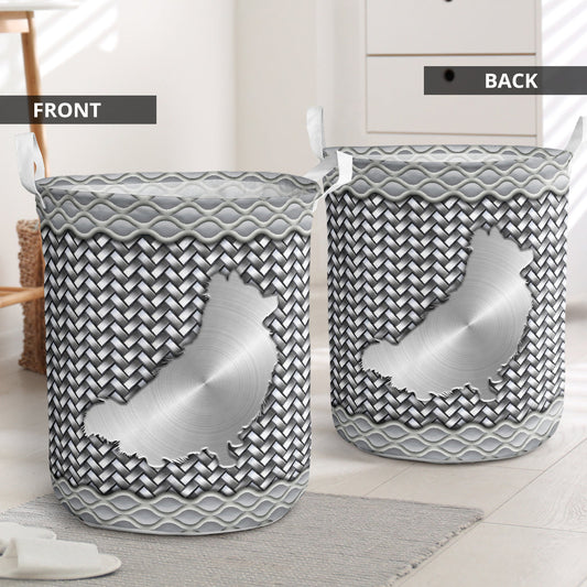 Pomeranian silver wicker - Laundry basket-Owls Matrix