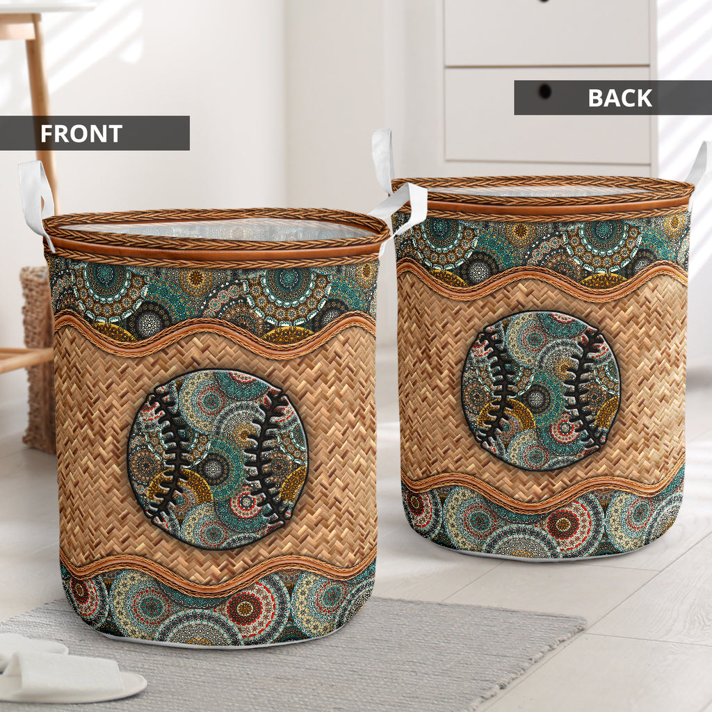 Softball wicker mandala - Laundry basket-Owls Matrix