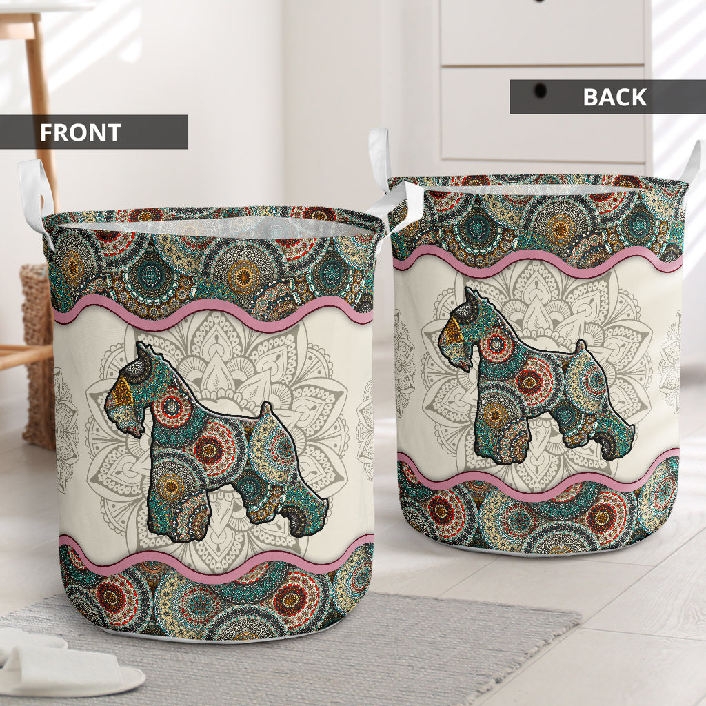 Schnauzer dog mandala - Laundry basket-Owls Matrix