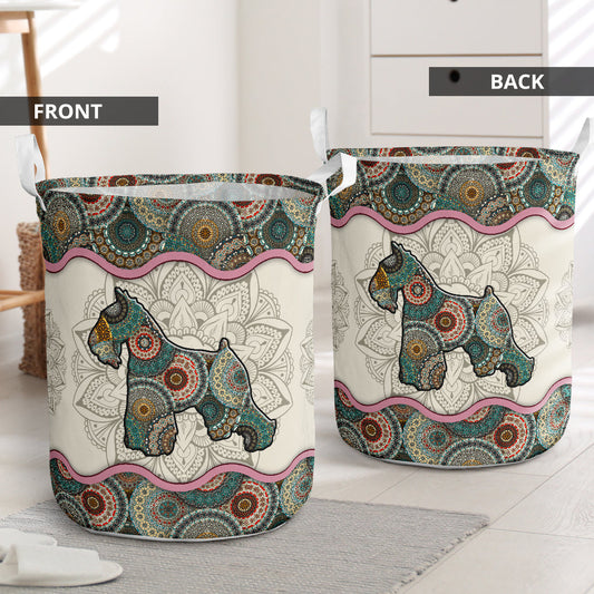 Schnauzer dog mandala - Laundry basket-Owls Matrix