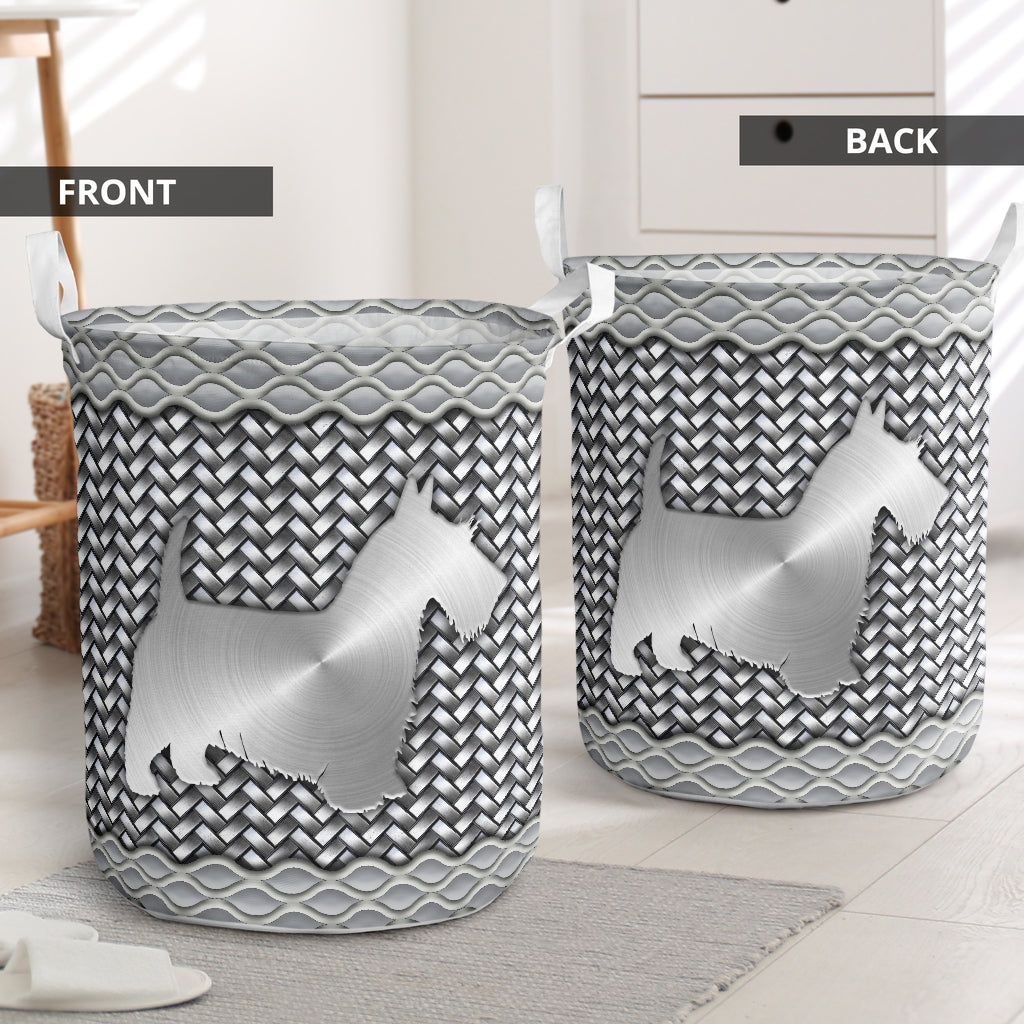 Scottish terrier silver wicker - Laundry basket-Owls Matrix