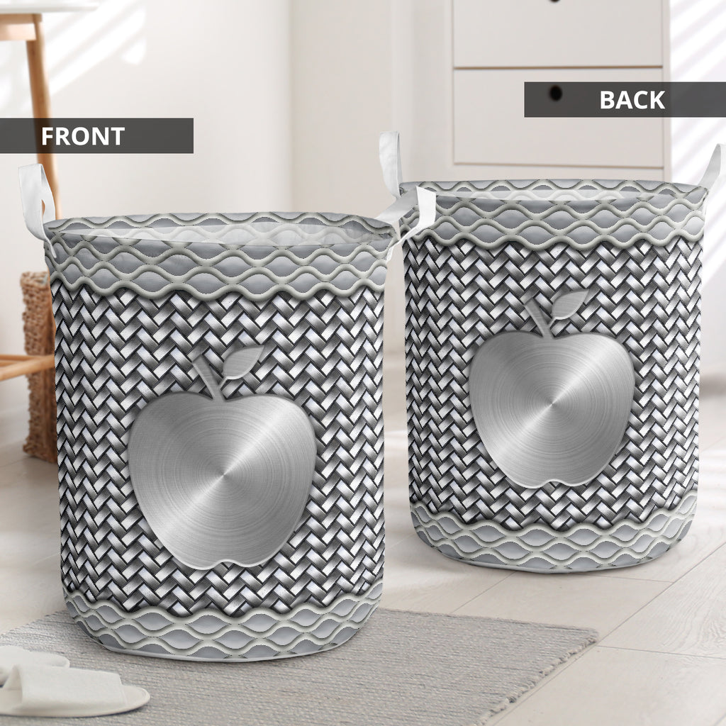 Silver apple teacher wicker - Laundry basket-Owls Matrix