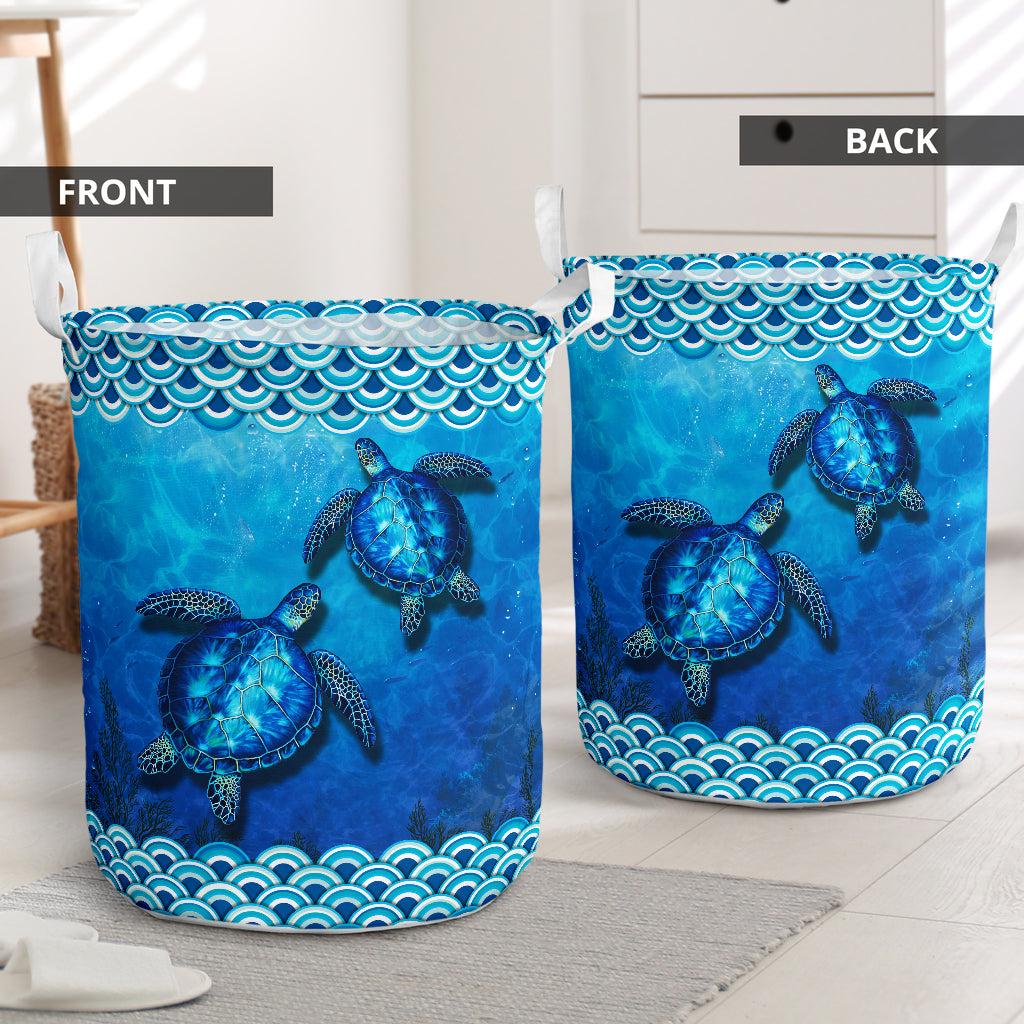 Turtle blue sea - Laundry basket-Owls Matrix