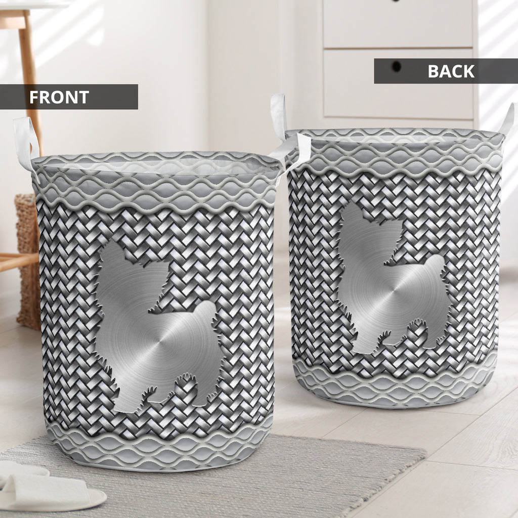 Yorkie silver wicker - Laundry basket-Owls Matrix