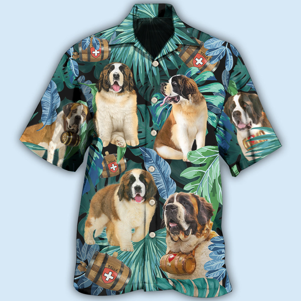 Hawaiian Shirt / Adults / S Saint bernard dog tropical leaf - Hawaiian shirt - HAWS01NDN260322 - Owls Matrix LTD