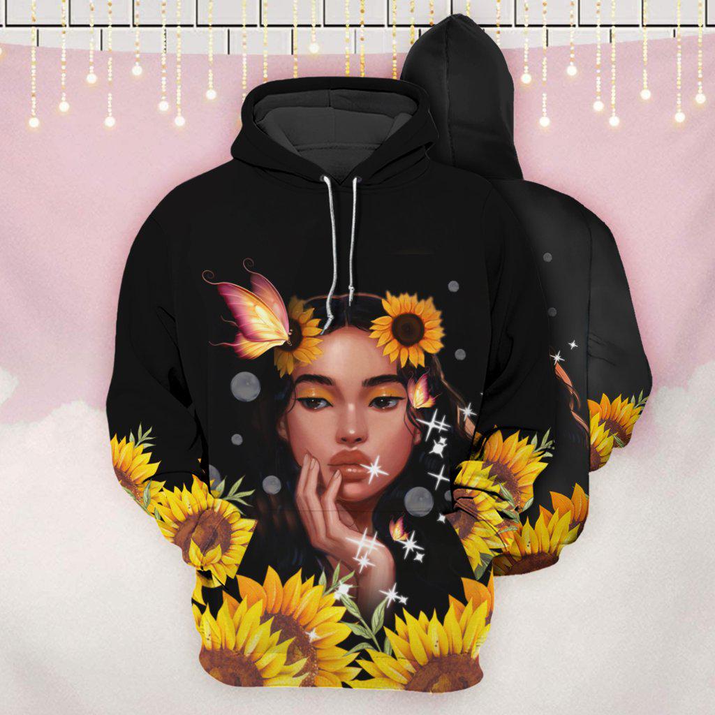 Sunflower Loves Girl Art - 3D Hoodie
