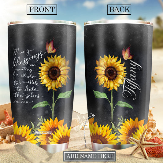 Sunflower Many Blessings Personalized 20 Oz Tumbler