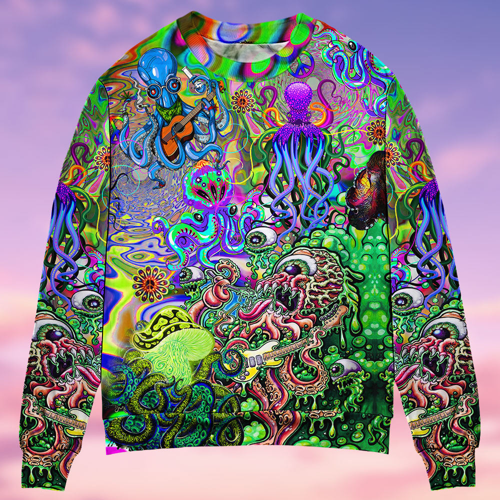 Hippie Octopus Love Music Ocean Art – Sweater - Ugly Christmas Sweater