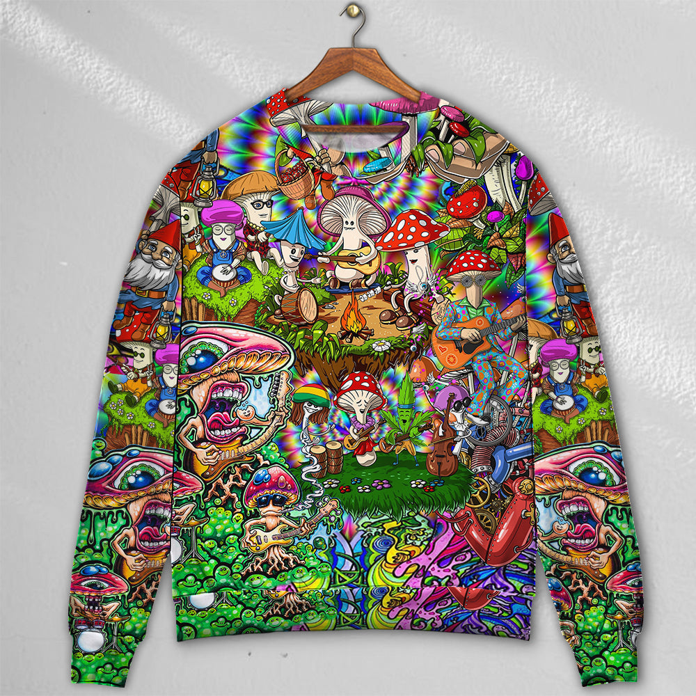Hippie Mushroom Music Life Art – Sweater - Ugly Christmas Sweater
