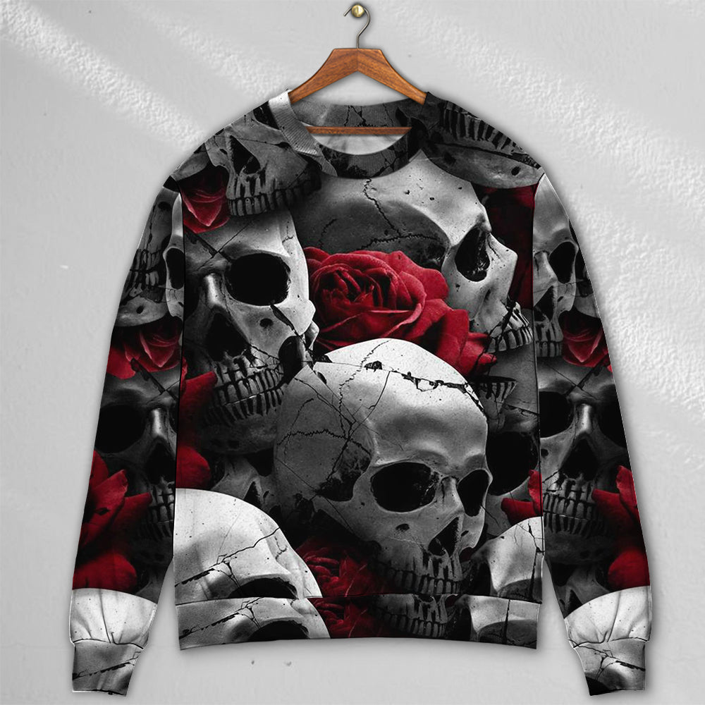 Skull Love Rose Fantasy Art – Sweater - Ugly Christmas Sweater