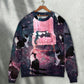 Lovely Cat On Pink Chair Art – Sweater - Ugly Christmas Sweater
