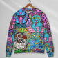 Hippie Cat Wonderful World Art – Sweater - Ugly Christmas Sweater