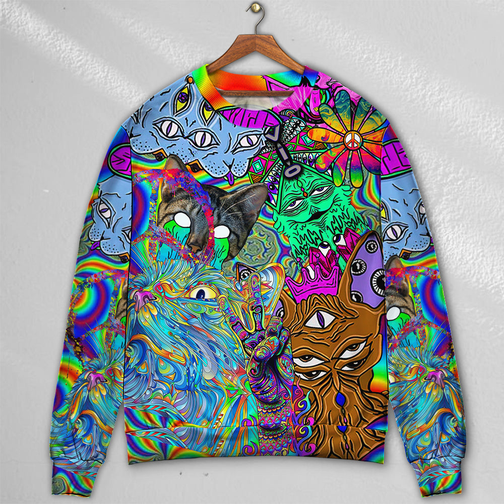 Hippie Cat Abstract Mind Art – Sweater - Ugly Christmas Sweater