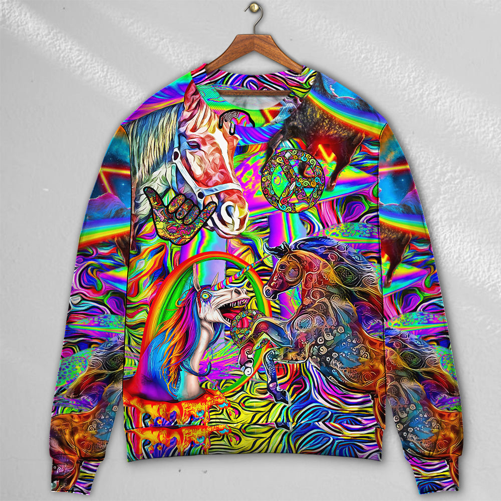 Hippie Horse Free Spirit Run Art – Sweater - Ugly Christmas Sweater