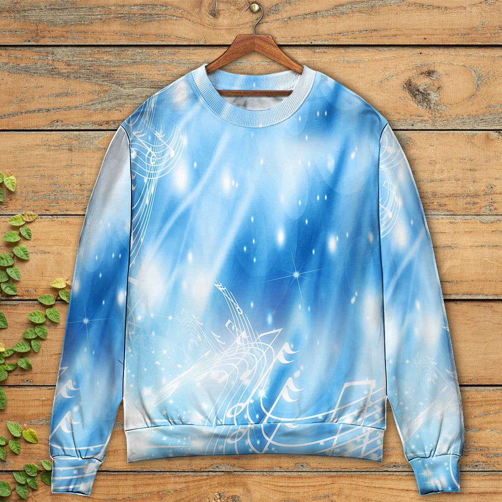 Musical Notes Dark Blue Art Style – Sweater - Ugly Christmas Sweater