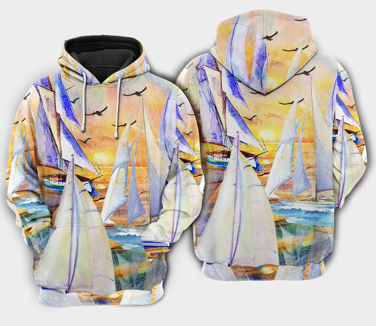 Sail Beach Sunset Art – 3D Hoodie