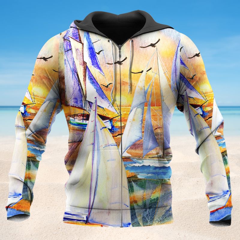 Sailing Beach Sunset Style - 3D Hoodie2