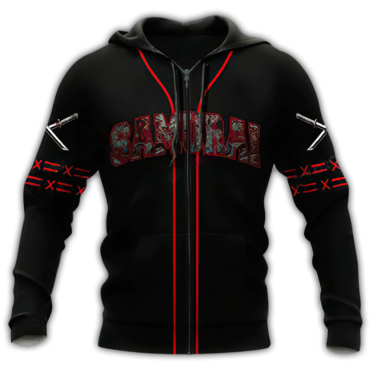 Samurai Black Red Personalized - 3D Hoodie