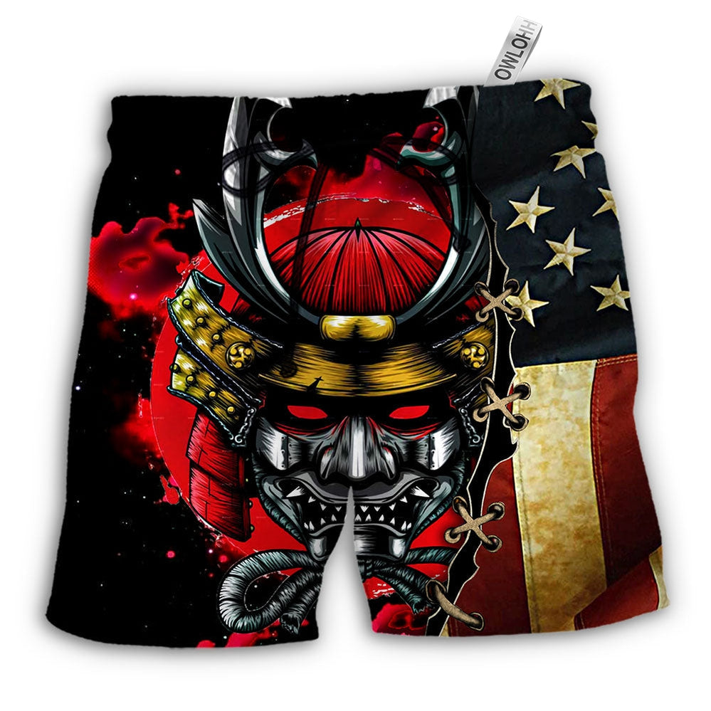 Beach Short / Adults / S Samurai America Independence Day - Beach Short - Owls Matrix LTD
