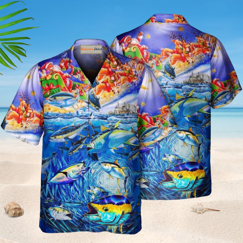 Santa Claus Fishing Ocean Style – Hawaiian Shirt