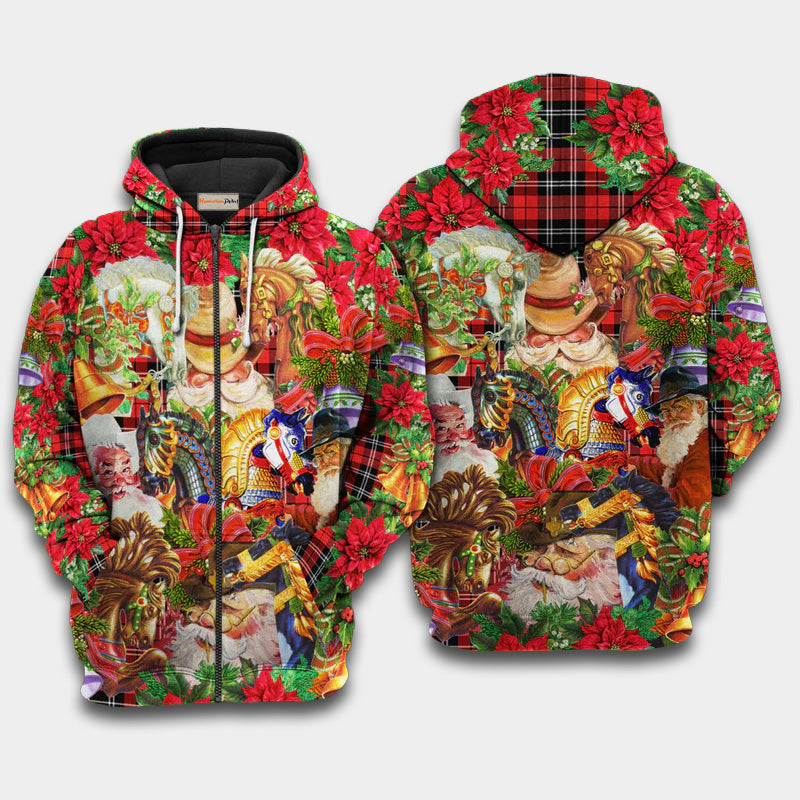 Santa Cowboy Christmas Art – 3D Hoodie