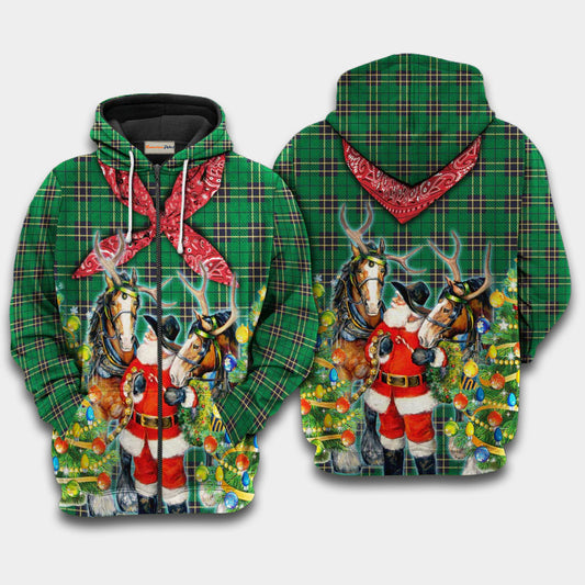 Santa Cowboy Christmas Art – 3D Hoodie