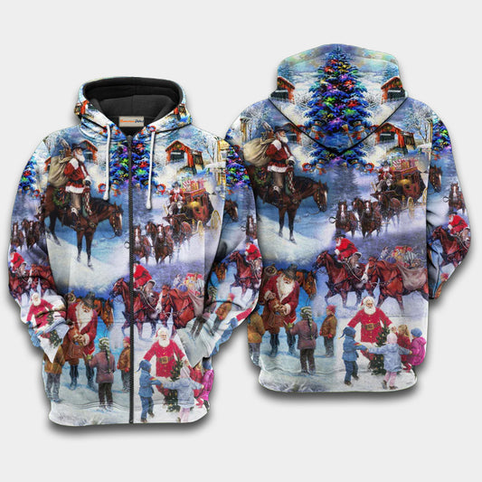 Santa Cowboy Christmas Art – 3D Hoodie