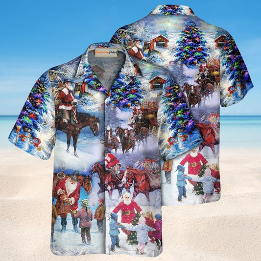 Santa Cowboy Christmas Love Children – Hawaiian Shirt