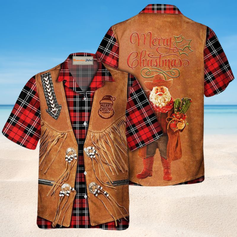 Santa Cowboy Christmas Vintage Style – Hawaiian Shirt