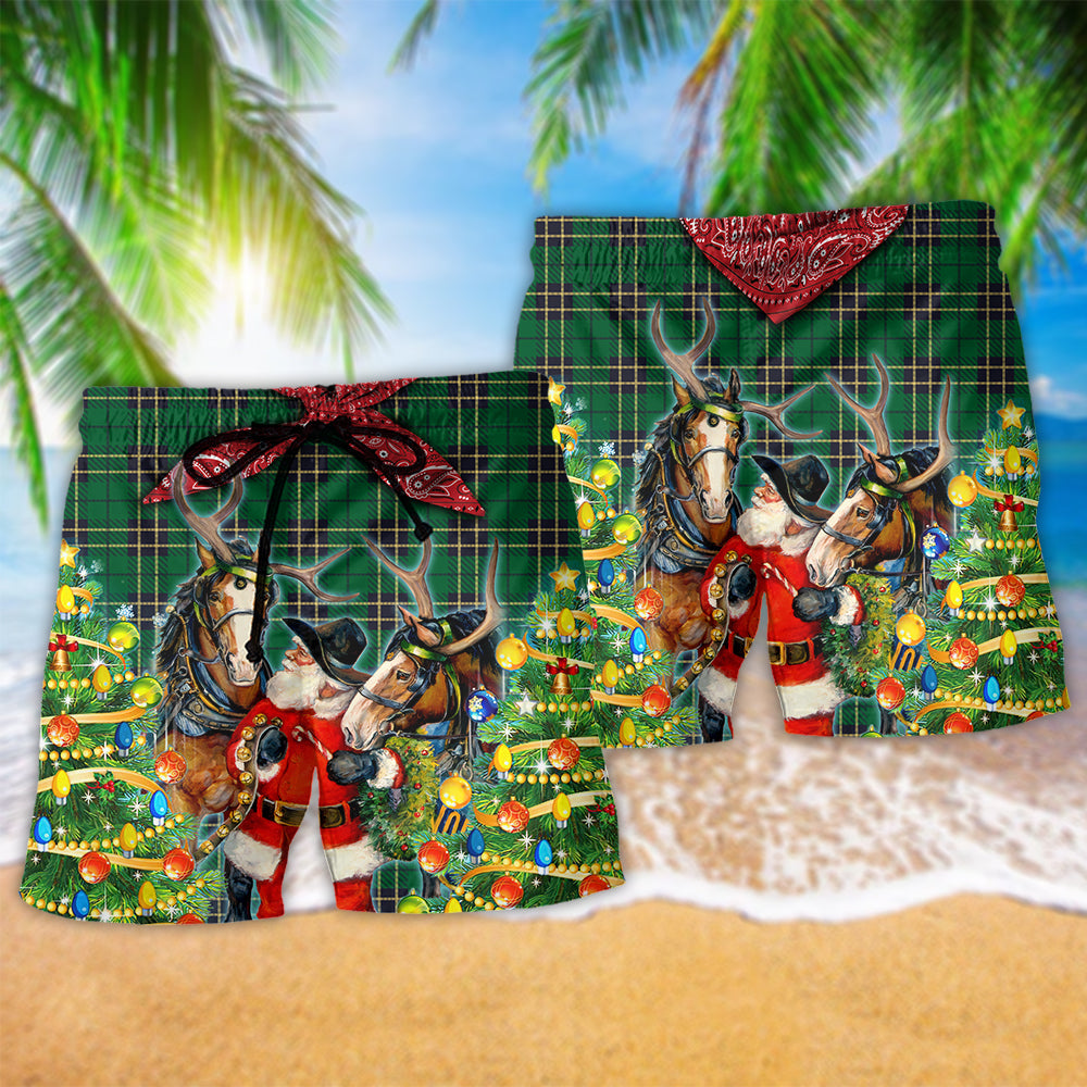 Green Santa Cowboy Christmas Style – Beach Short