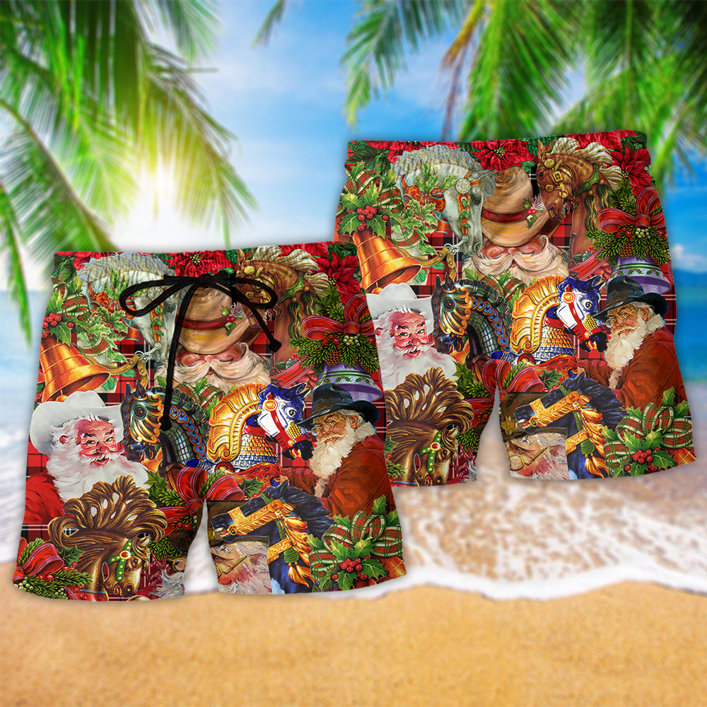 Santa Cowboy Western Christmas Art – Beach Short